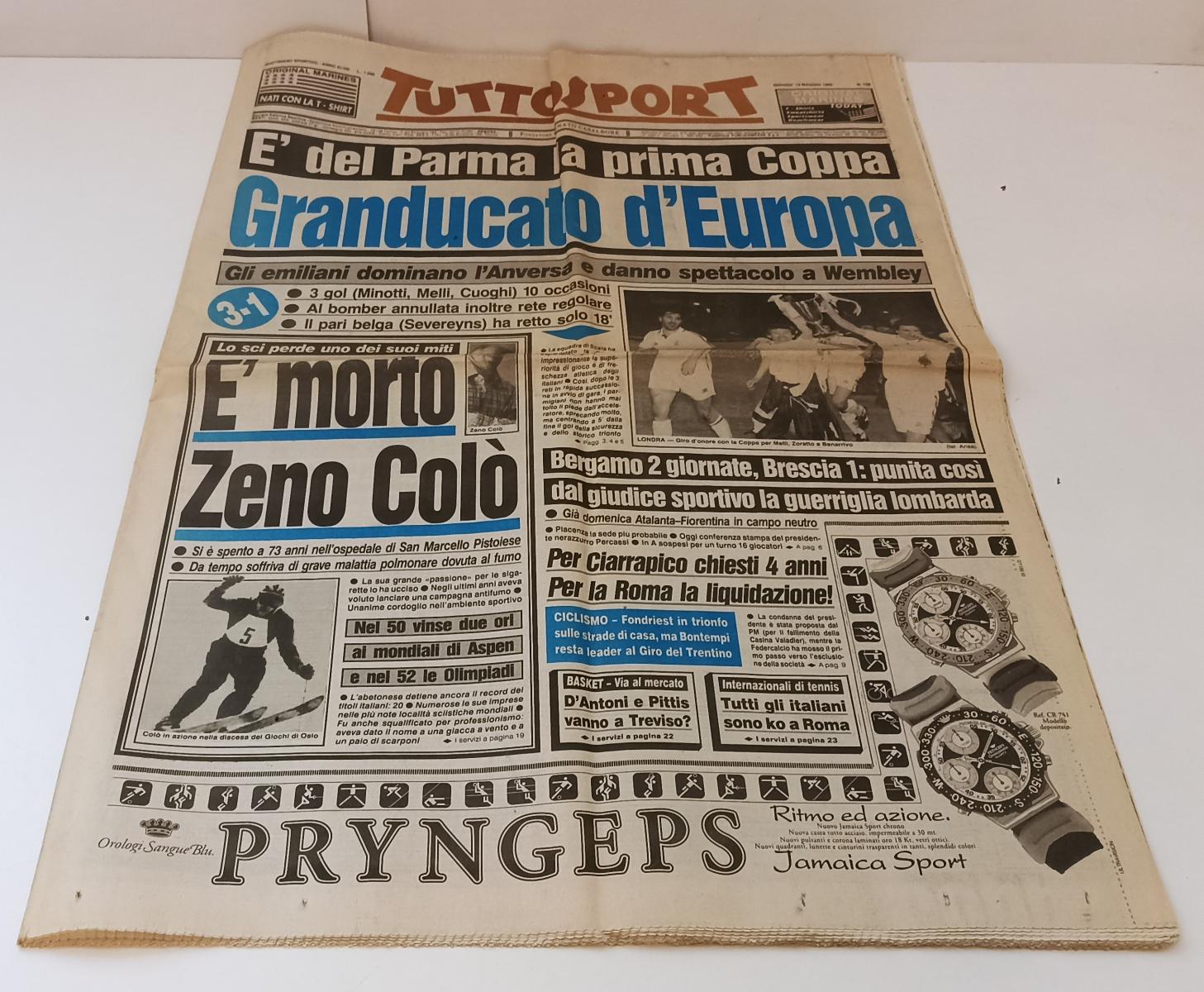 LC- TUTTOSPORT GIOVEDI' 13 MAGGIO 1993 COPPA PARMA GRANDUCATO D'EUROPA - RVSa231