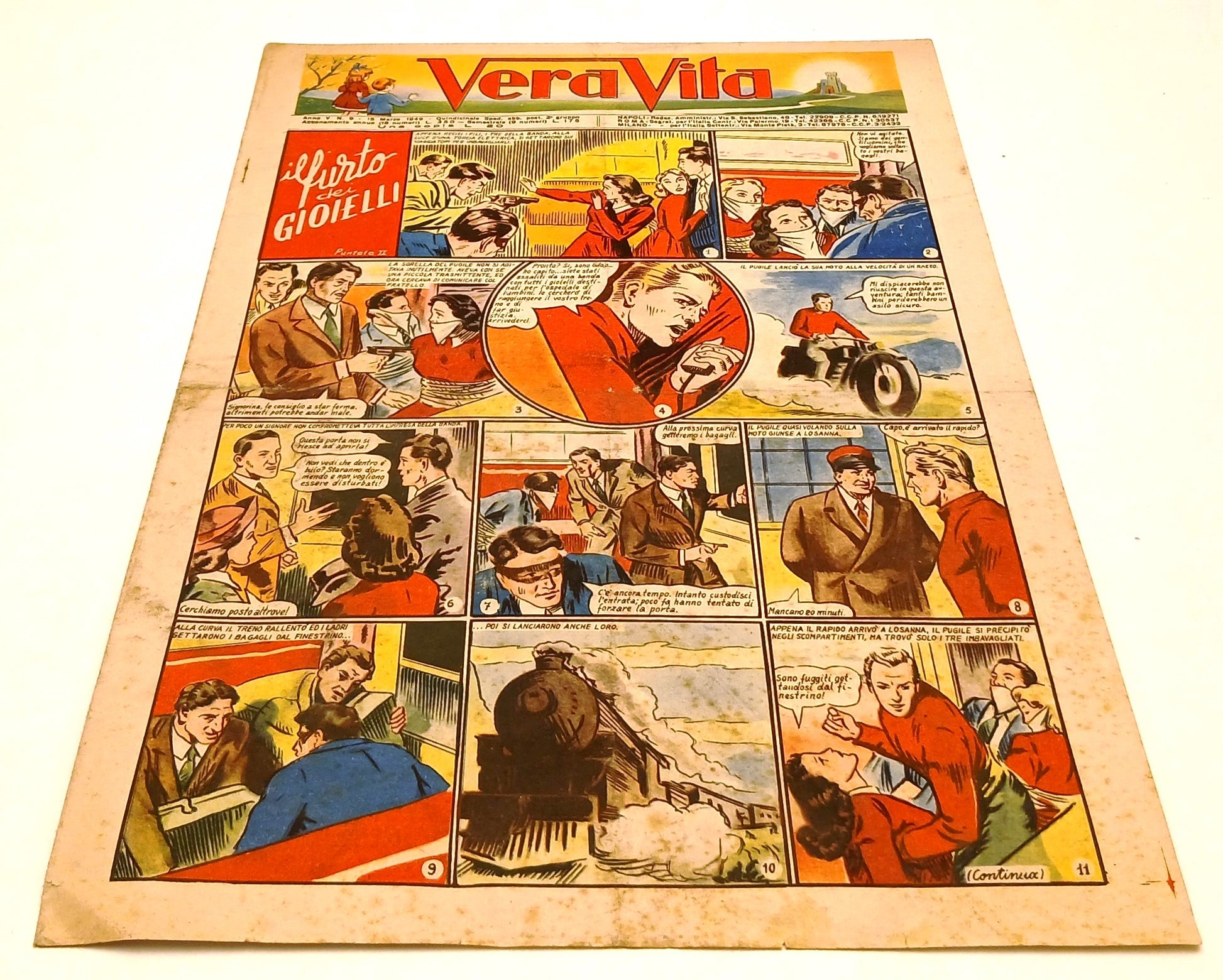 FZ- RIVISTA VERA VITA Anno V N.9  15 marzo 1949 - IL FURTO DEI GIOIELLI- RVSa789
