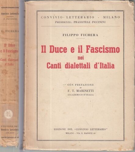 LS- DUCE FASCISMO CANTI DIALETTALI ITALIA - FICHERA MARINETTI---- 1937- B- MLT3