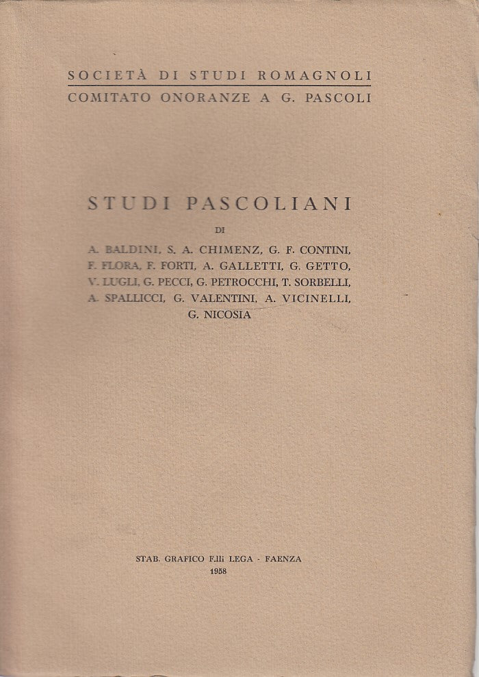 LZ- STUDI PASCOLIANI - SOCIETA' STUDI ROMAGNOLI - FAENZA --- 1958 - B - YDS418