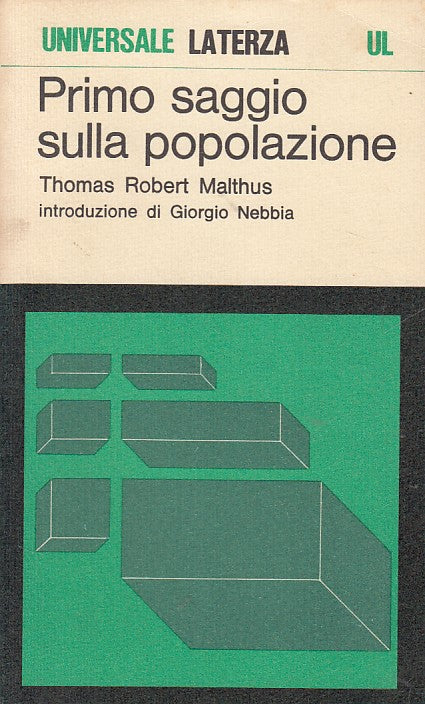 LZ- PRIMO SAGGIO SULLA POPOLAZIONE - MALTHUS - LATERZA --- 1976 - B - YDS408