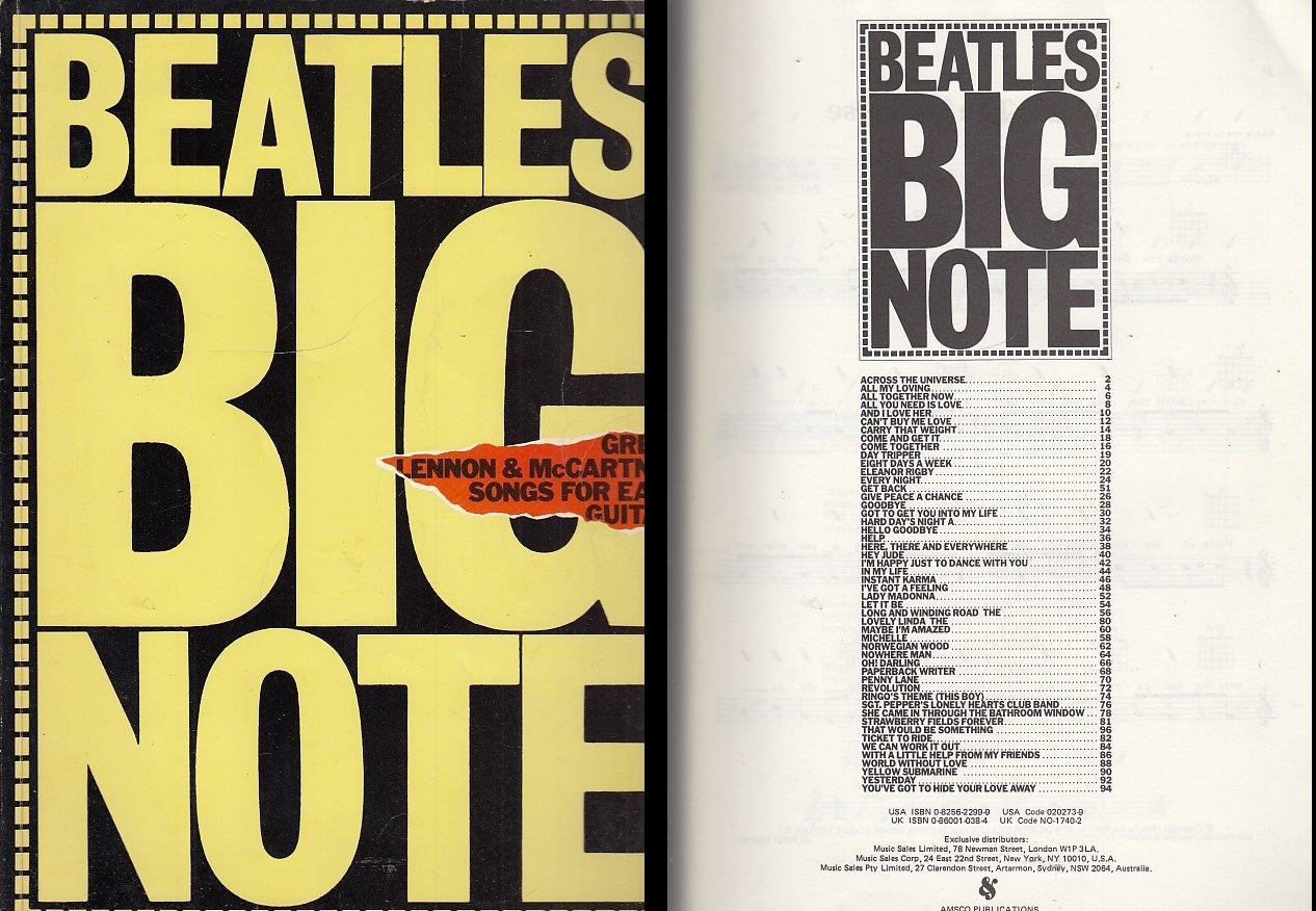 LT- SPARTITO BEATLES BIG NOTE -- AMSCO PUBLICATIONS --- 1968 - B- YDS454