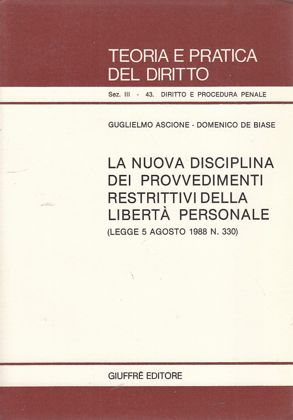 LZ- LA NUOVA DISCIPLINA LIBERTA' PERSONALE-- GIUFFRE'- DIRITTO-- 1989- B- ZDS142