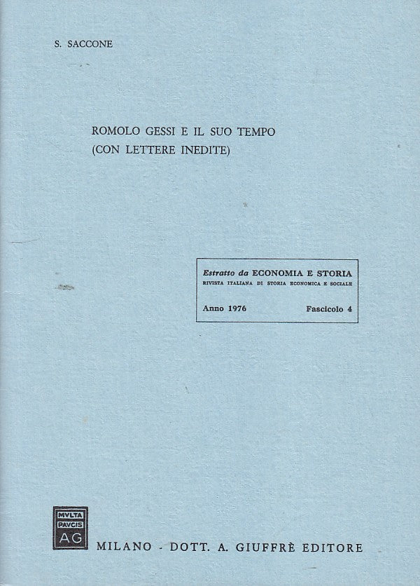 LZ- ROMOLO GESSI SUO TEMPO LETTERE INEDITE- SACCONE- GIUFFRE'--- 1976- S- ZDS165