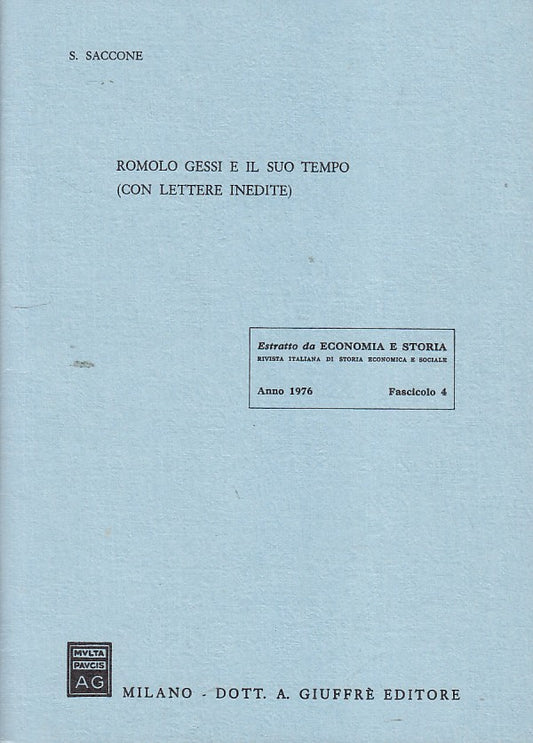 LZ- ROMOLO GESSI SUO TEMPO LETTERE INEDITE- SACCONE- GIUFFRE'--- 1976- S- ZDS165