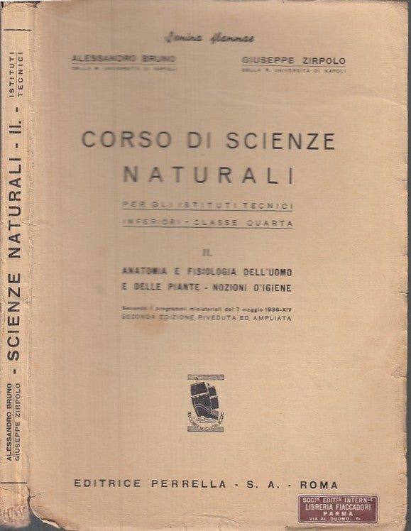 LZ- CORSO DI SCIENZE NATURALI- ZIRPOLO BRUNO- PERRELLA- FLAMMAE-- 1939- B- XDS11
