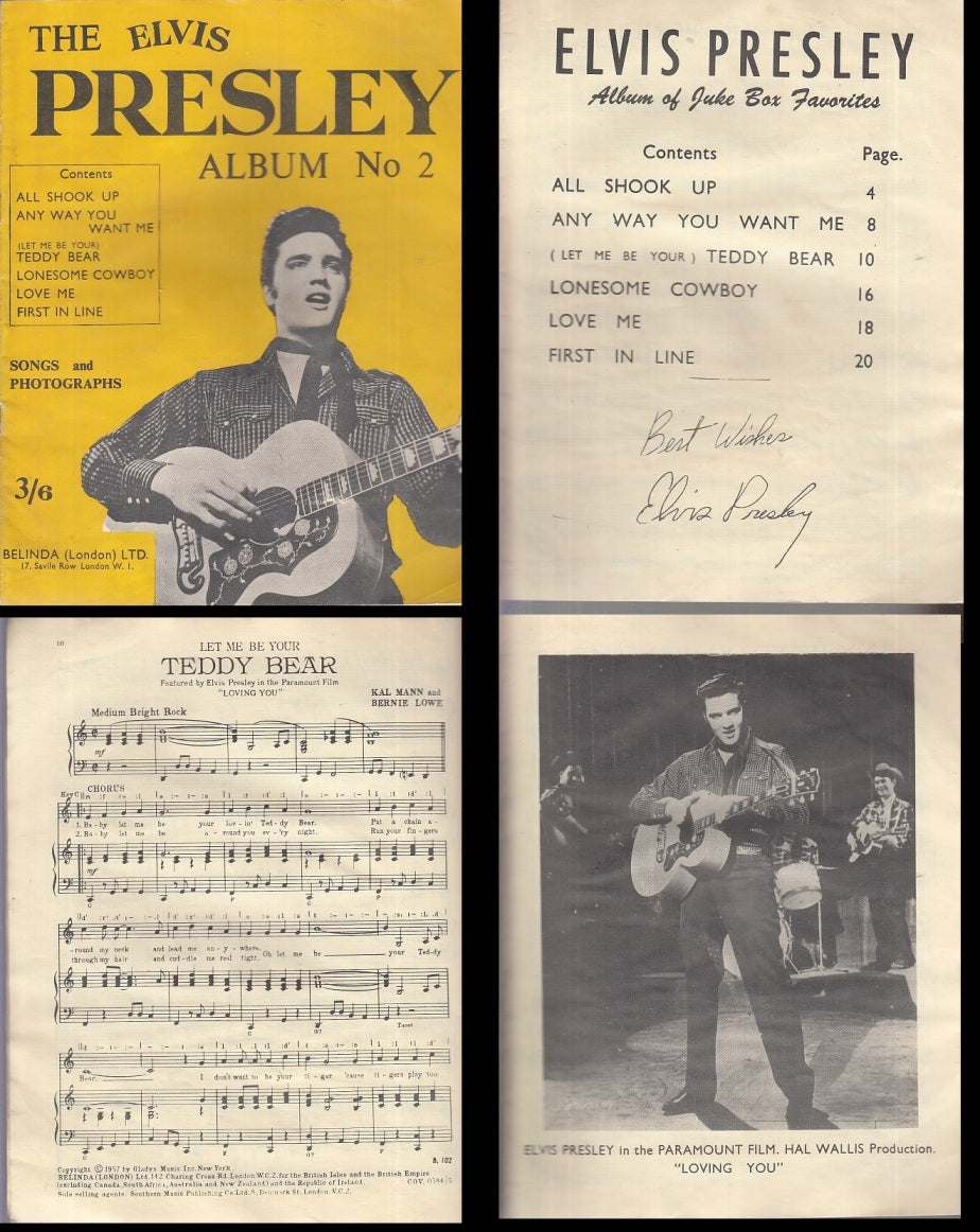 LR- THE ELVIS PRESLEY ALBUM No 2 SONGS PHOTOGRAPHS -- BELINDA --- 1957- S- XDS13