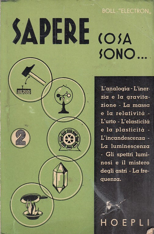 LZ- SAPERE COSA SONO... N.2 FISICA-- HOEPLI- BOLL "ELECTRON"-- 1937- B- ZDS439