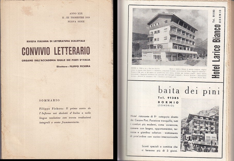 LZ- CONVIVIO LETTERARIO BORMIO INFERNO DANTE GARA POESIA ----- 1959 - B - XDS14
