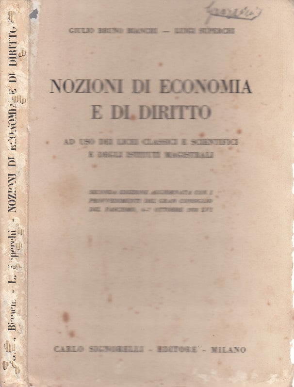 LZ- NOZIONI DI ECONOMIA E DI DIRITTO -- SIGNORELLI --- 1938 - B - ZDS621