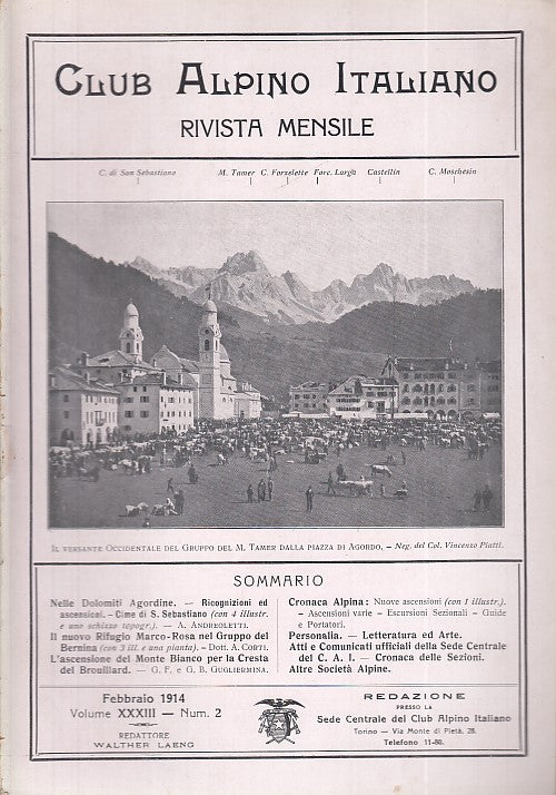 LR- RIVISTA MENSILE CLUB ALPINO ITALIANO N.2 ANNO XXXIII ----- 1914 - S - XDS20