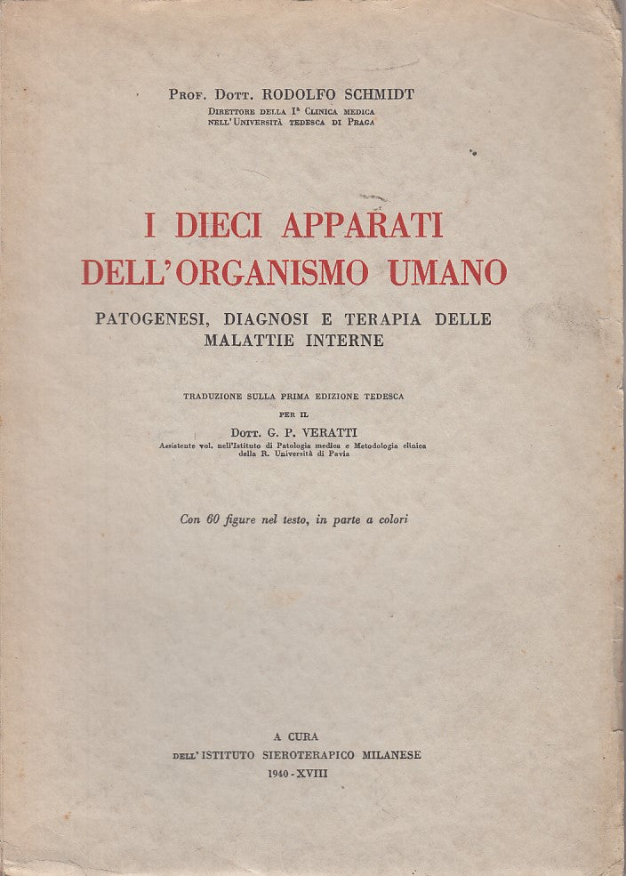 LZ- I DIECI APPARATI DELL'ORGANISMO UMANO- SCHMIDT- MILANO --- 1940 - B - ZDS609