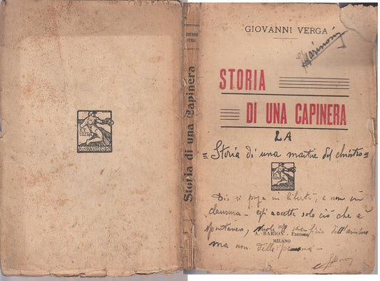 LN- STORIA DI UNA CAPINERA - GIOVANNI VERGA - BARION --- 1925 - B - ZDS223