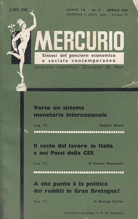 LS- MERCURIO ANNO IX N.4 SINTESI PENSIERO- DE MEO - SEGISA --- 1966 - B - ZDS480