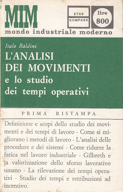 LZ- ANALISI MOVIMENTI STUDIO TEMPI OPERATIVI-- ETAS KOMPASS--- 1967 - B - ZDS533