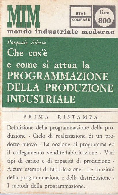 LZ- PROGRAMMAZIONE PRODUZIONE INDUSTRIALE -- ETAS KOMPASS --- 1967 - B - ZDS533