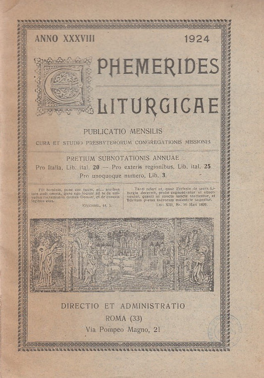 LD- PHEMERIDES LITURGICAE-- ROMA--- 1924- B- ZDS624