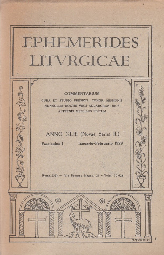 LD- EPHEMERIDES LITURGICAE COMMENTARIUM-- ROMA--- 1929- B- ZDS624