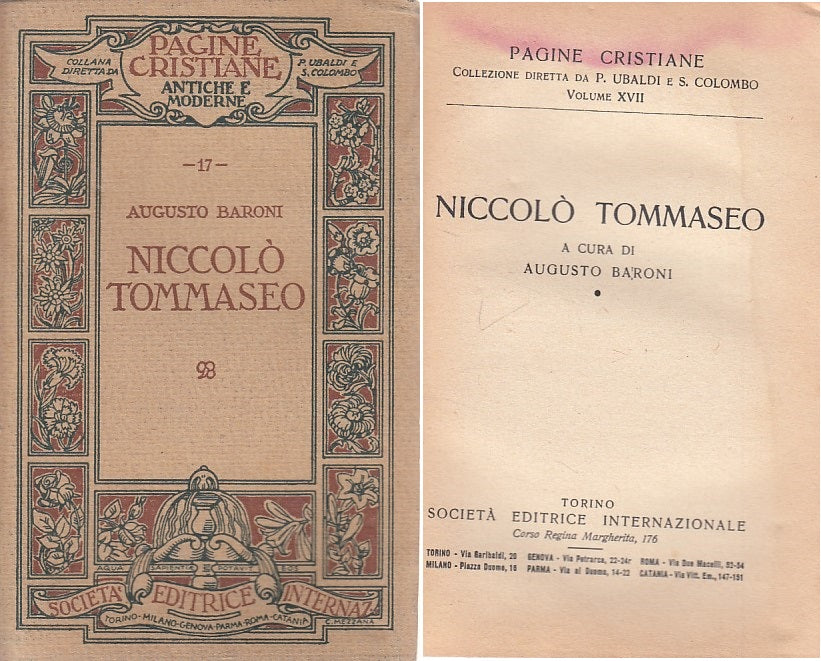 LS- NICCOLO' TOMMASEO - BARONI - SEI - PAGINE CRISTIANE -- 1932 - B - ZDS289