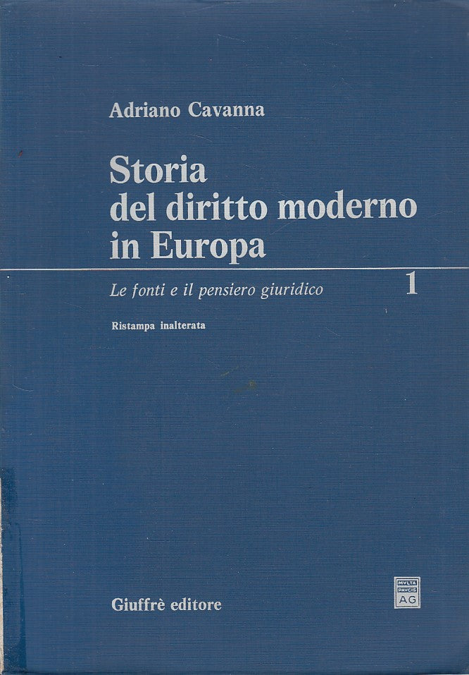 LZ- STORIA DIRITTO MODERNO EUROPA FONTI PENSIERO 1-- GIUFFRE'--- 1982- B- ZDS179