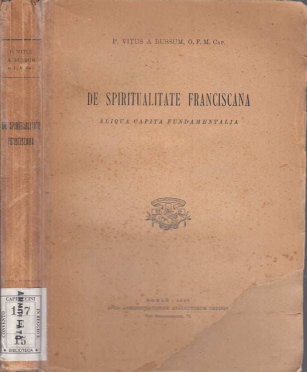 LD- DE SPIRITUALITATE FRANCISCANA - VITUS BUSSUM - ANALECTORUM--- 1949 -- XFS133