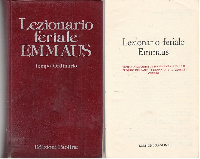 LD- LEZIONARIO FERIALE EMMAUS TEMPO ORDINARIO -- PAOLINE --- 1980 - B - YDS585