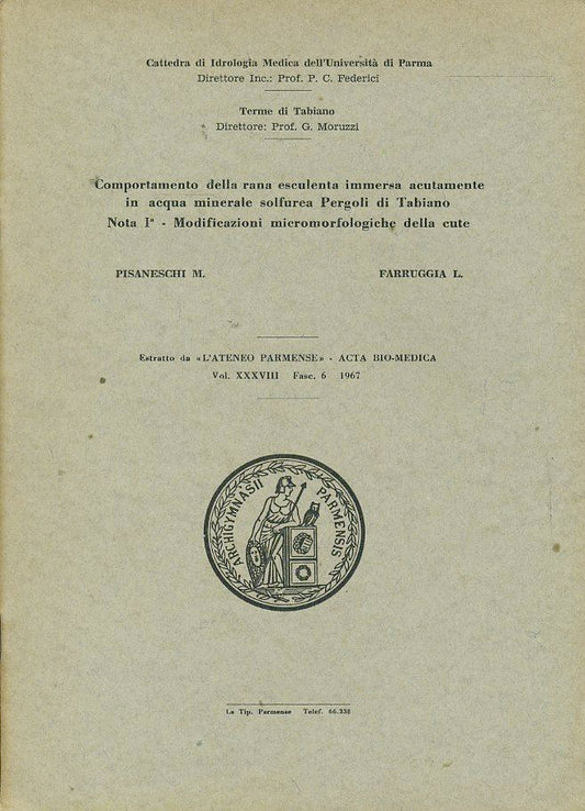 LZ- RANA ESCULENTAS IMMERSA ACQUA SULFUREA PERGOLI TABIANO ----- 1967- S- YFS617