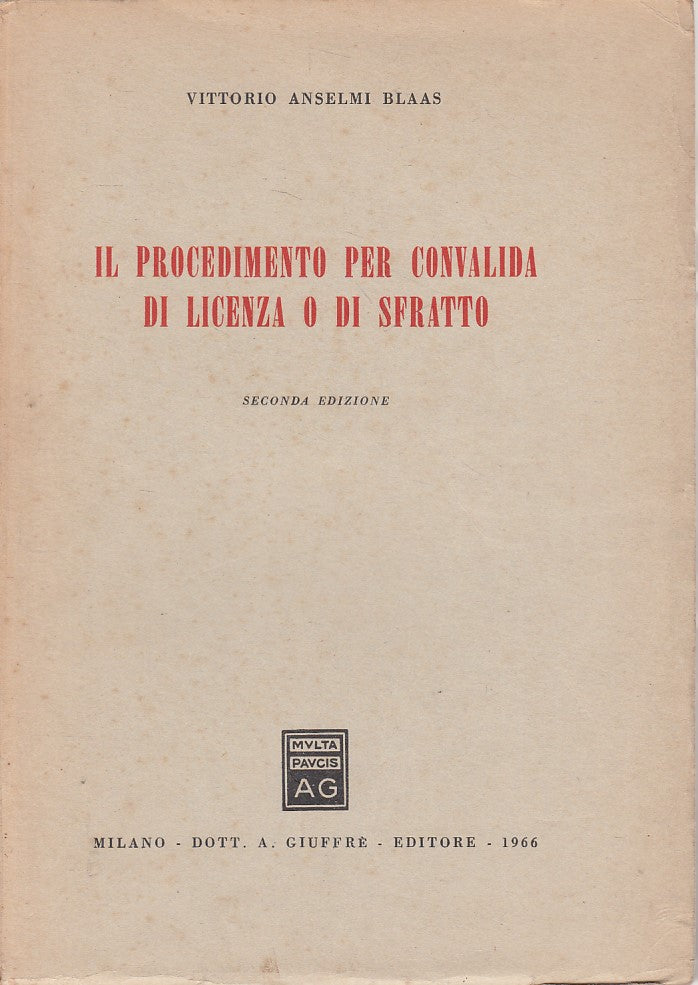 LZ- PROCEDIMENTO PER CONVALIDA LICENZA O SFRATTO-- GIUFFRE'--- 1966 - B - ZFS266