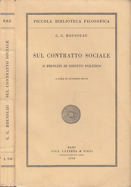 LZ- SUL CONTRATTO SOCIALE PRINCIPI DIRITTO POLITICO- ROUSSEAU---- 1956- B-YFS661