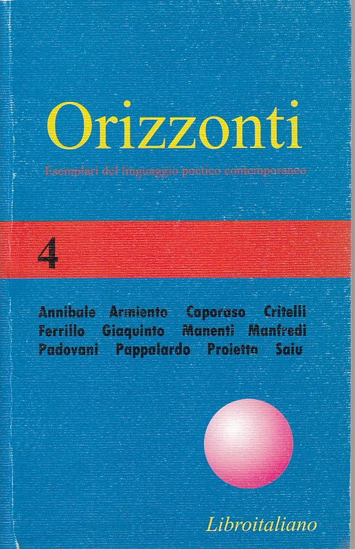 LN- ORIZZONTI ANTOLOGIA LINGUAGGIO POETICO-- LIBROITALIANO --- 2000 - B - ZFS526