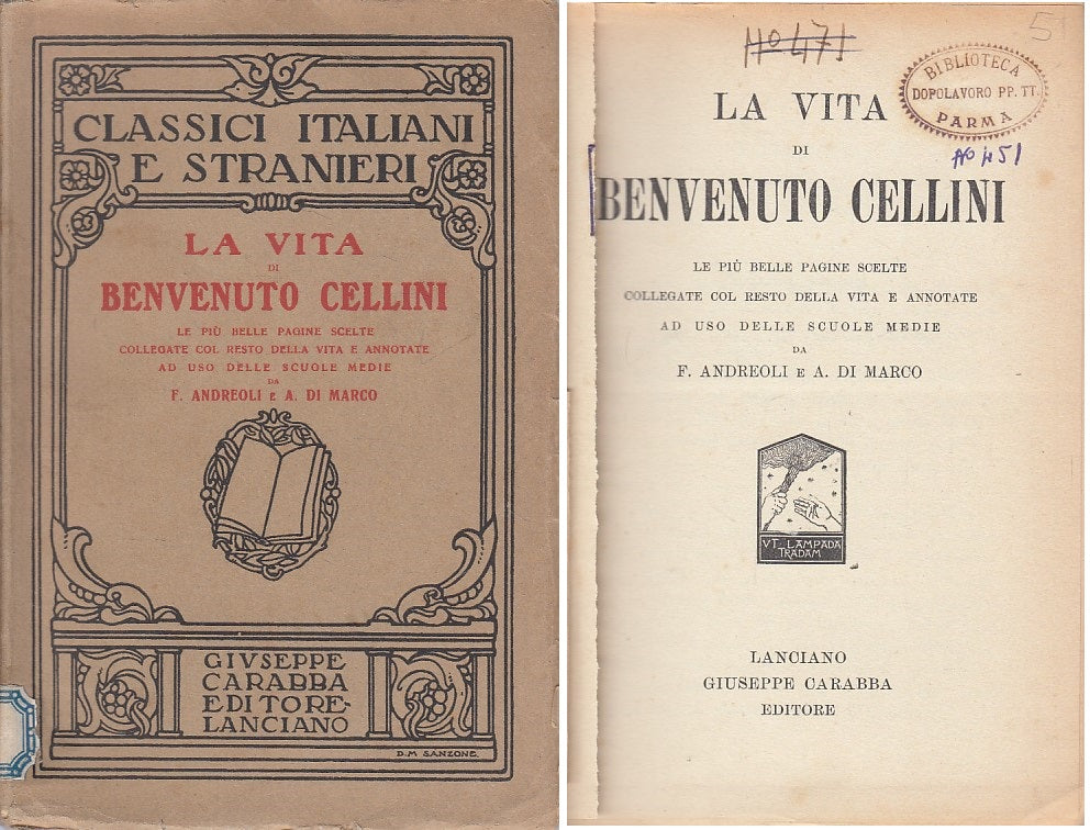 LS- LA VITA DI BENVENUTO CELLINI -- CARABBA - CLASSICI -- 1933 - B - ZFS233