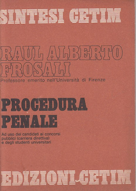 LZ- PROCEDURA PENALE - FROSALI - CETIM - SINTESI -- 1976 - B - YFS604