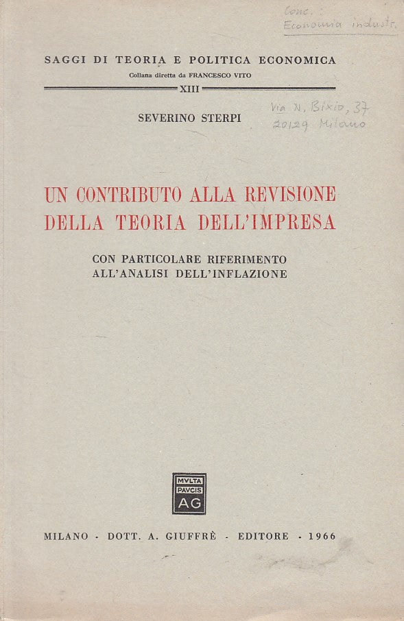 LS- CONTRIBUTO REVISIONE TEORIA IMPRESA - STERPI- GIUFFRE' --- 1966 - B - ZFS642