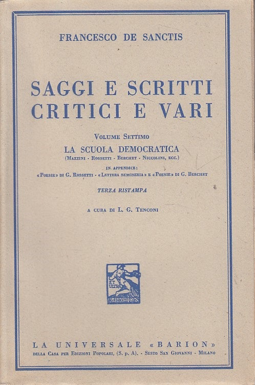 LN- SAGGI SCRITTI CRITICI E VARI VOL.VII- DE SANCTIS- BARION--- 1941- B - ZFS259