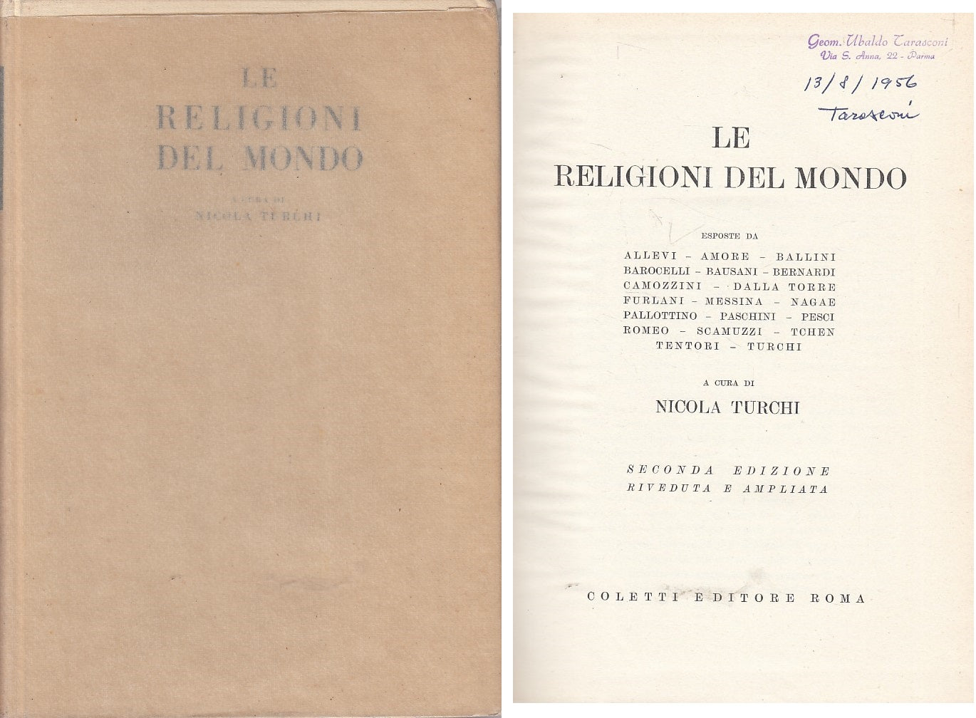 LS- LE RELIGIONI DEL MONDO - NICOLA TURCHI - COLETTI --- 1951 - CS - YFS204