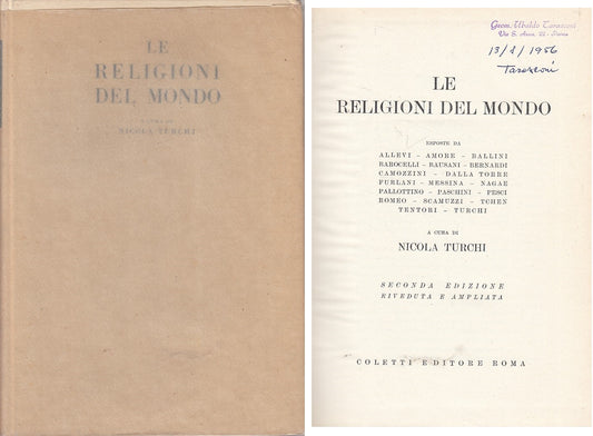 LS- LE RELIGIONI DEL MONDO - NICOLA TURCHI - COLETTI --- 1951 - CS - YFS204