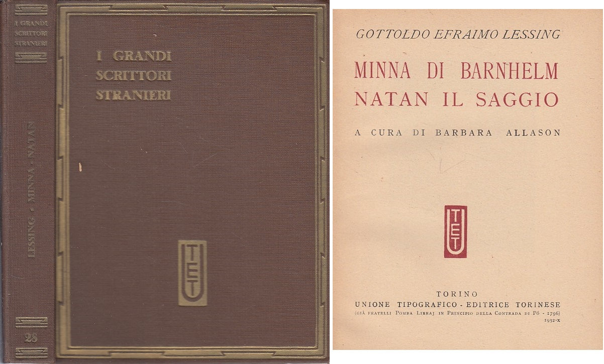 LN- GRANDI SCRITTORI STRANIERI 28 - LESSING - UTET --- 1932 - C - ZFS413