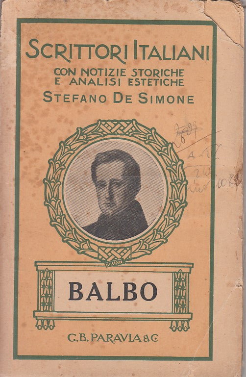 LS- CESARE BALBO 1789/1835 - DE SIMONE - PARAVIA - SCRITTO -- 1932 - B - ZFS409
