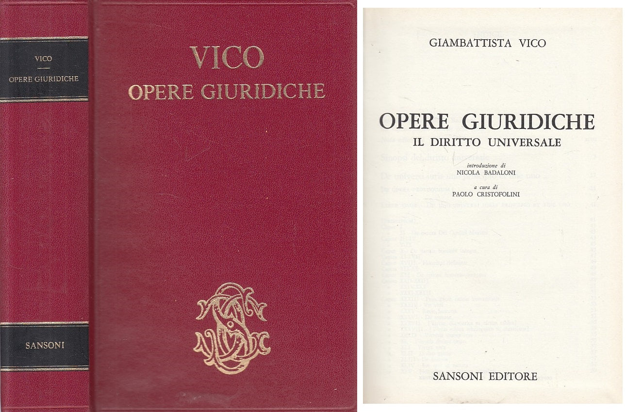 LZ- OPERE GIURIDICHE DIRITTO UNIVERSALE - VICO - SANSONI --- 1974 - C - ZFS291