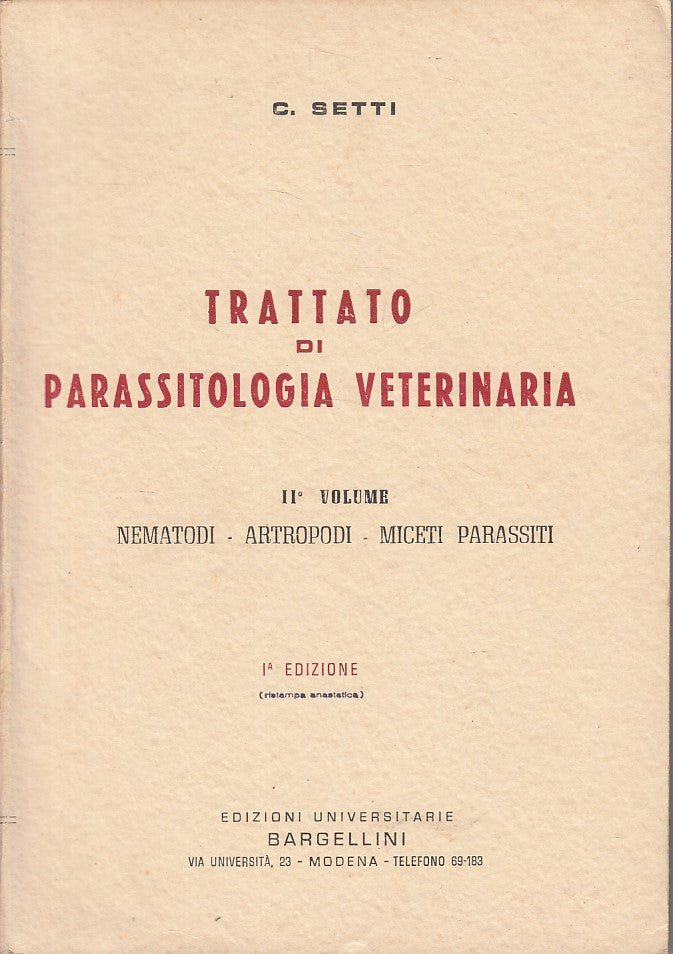 LZ- TRATTATO PARASSITOLOGIA VETERINARIA VOL.2 -- BARGELLINI--- 1930 - B - ZFS104