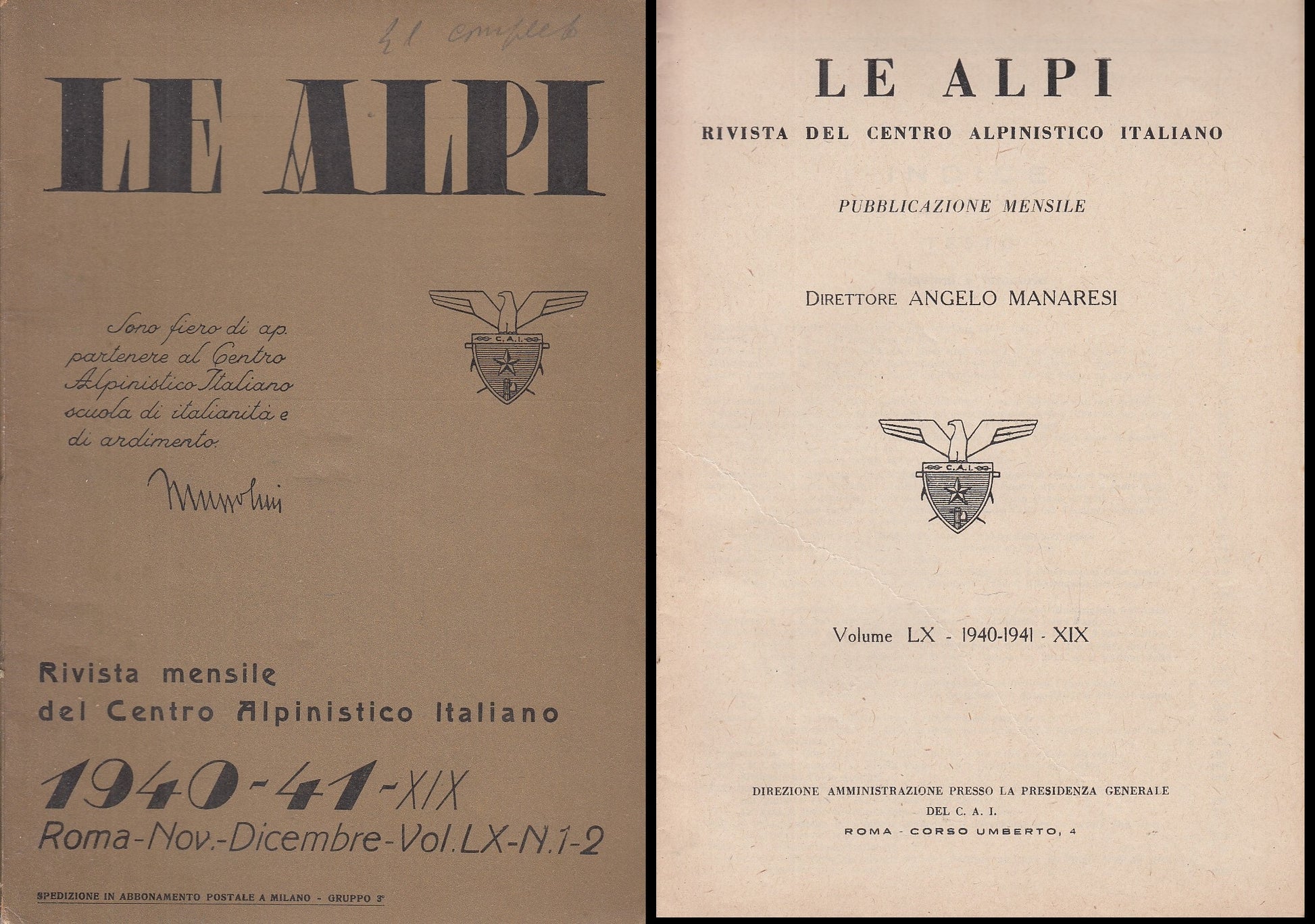 LR- RIVISTA LE ALPI VOLUME LX 1940/1941 XIX 1/12 COMPLETA ----- 1940 -- XFS132