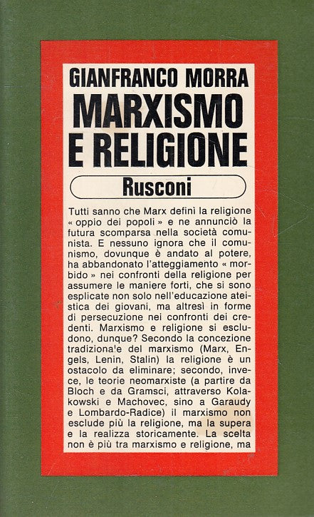LS- MARXISMO E RELIGIONE - MORRA - RUSCONI - PROBLEMI ATTUALI-- 1978 - B - ZFS68