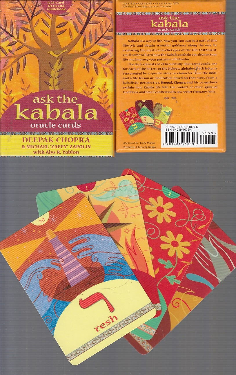 LZ- ASK THE KABALA ORACLE CARDS 22 CARDS + GUIDE BOOK- CHOPRA---- 2006- B- XFS30