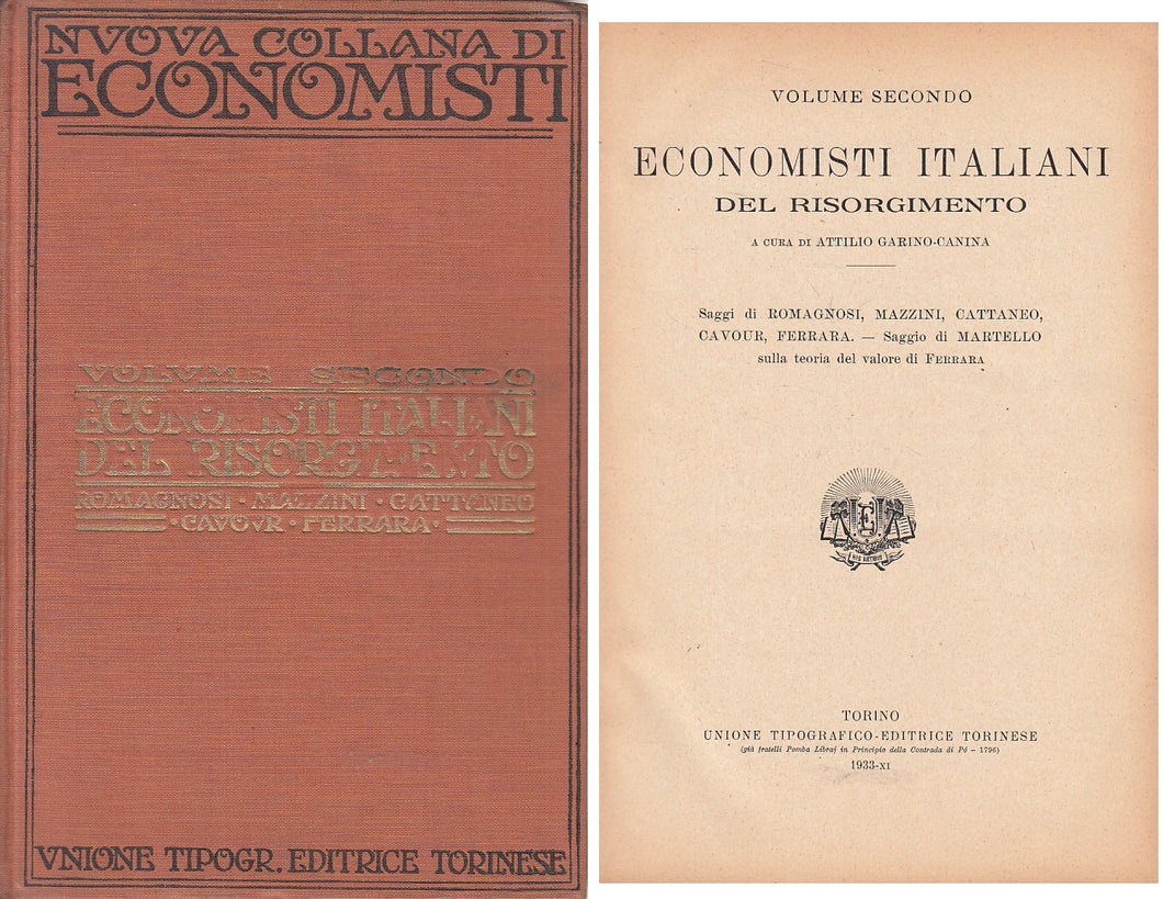 LS- ECONOMISTI ITALIANI RISORGIMENTO -- UTET - ECONOMISTI -- 1933 - C - YFS608
