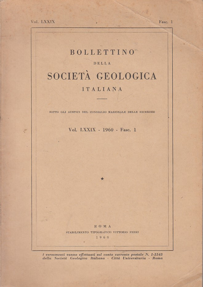 LS- BOLLETTINO SOCIETA' GEOLOGICA LXXIX FASC. 1 -- ROMA --- 1960 - B - ZFS180