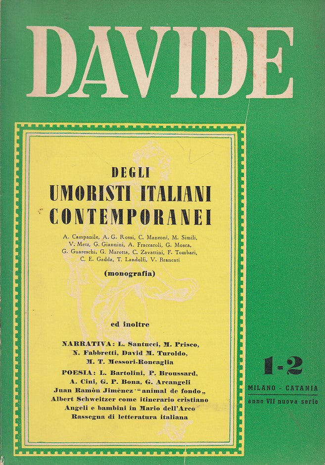LS- DAVIDE RIVISTA SOCIALE LETTERE ARTI ANNO VII -- MIANO --- 1957 - B - ZFS31