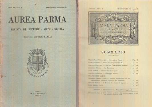 LR- RIVISTA AUREA PARMA ANNO XV FASC. 2 -- BODONIANA --- 1931 - B - XFS55