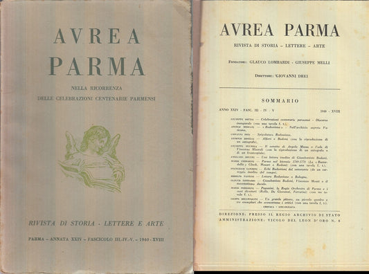 LR- RIVISTA AUREA PARMA ANNO XXIV FASC. 3,4,5 -- BODONIANA --- 1940 - B - XFS55