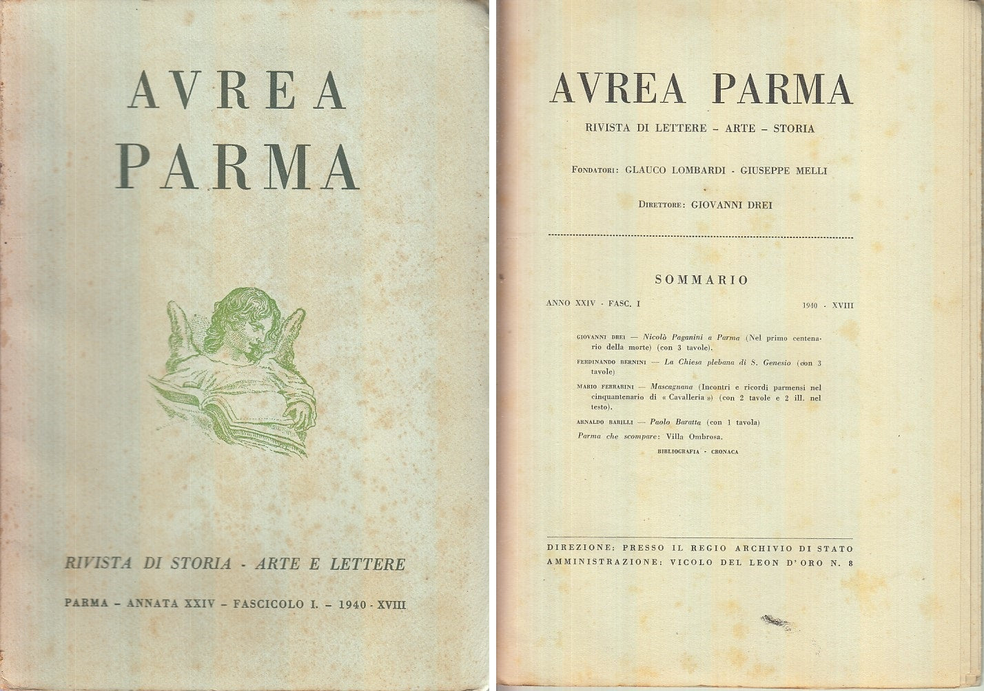 LR- RIVISTA AUREA PARMA ANNO XXIV FASC. 1 -- BODONIANA --- 1940 - B - XFS55