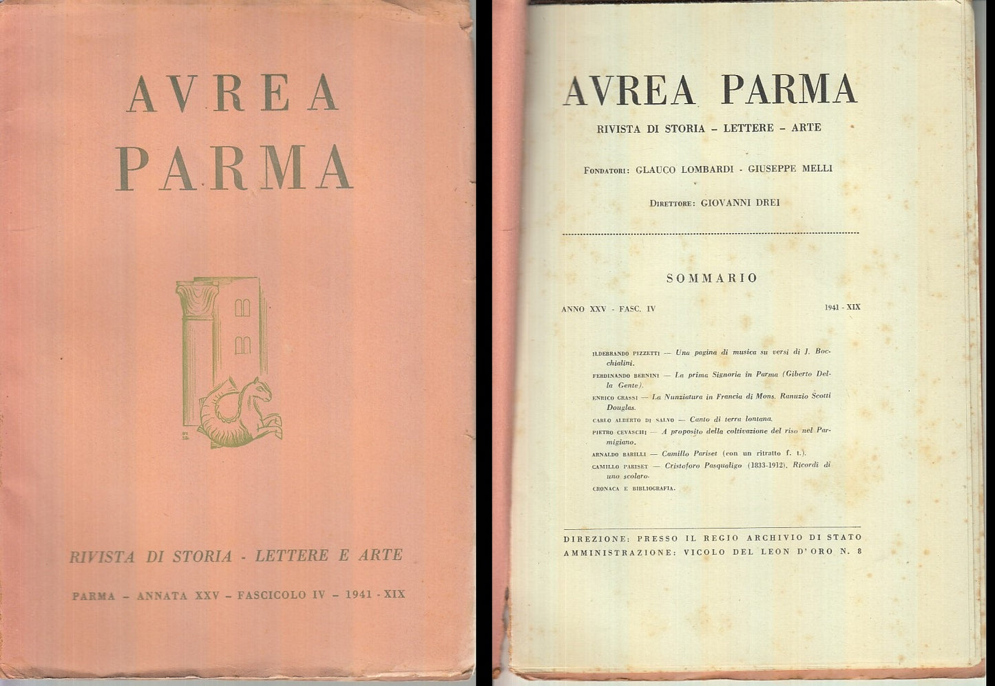 LR- RIVISTA AUREA PARMA ANNO XXV FASC. 4 -- BODONIANA --- 1941 - B - XFS55